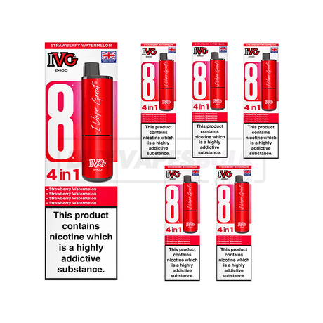 IVG 2400 4 in 1 Prefilled Vape Kit 5 Pack Strawberry Watermelon