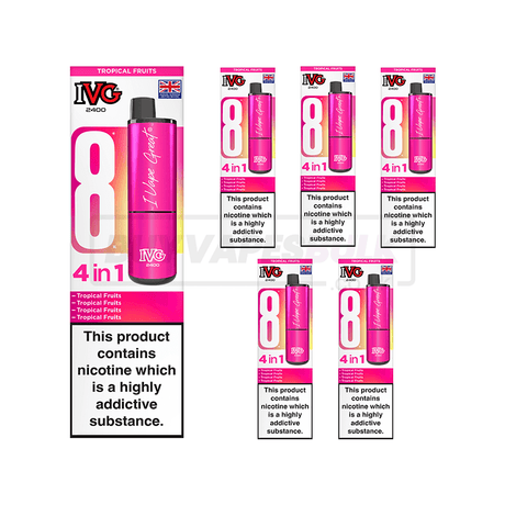 IVG 2400 4 in 1 Prefilled Vape Kit 5 Pack Tropical Fruits