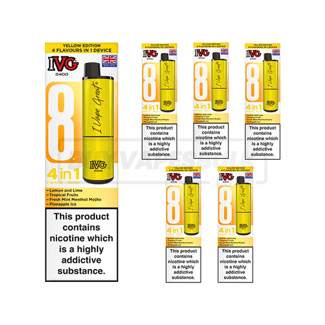 IVG 2400 4 in 1 Prefilled Vape Kit 5 Pack Yellow Edition