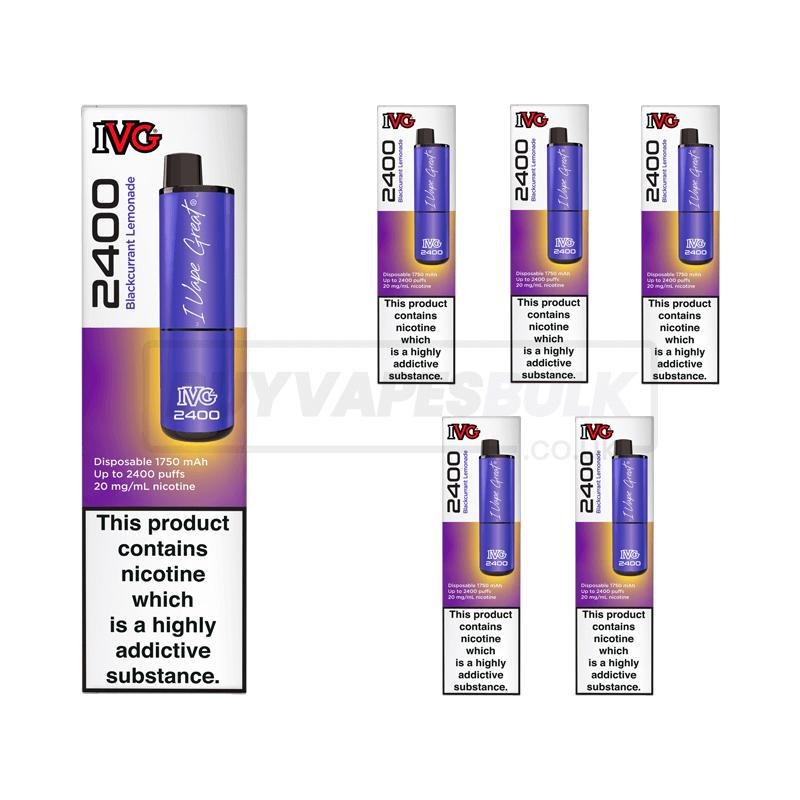 Blackcurrant Lemonade IVG 2400 Puff Disposable Vape 5 Pack