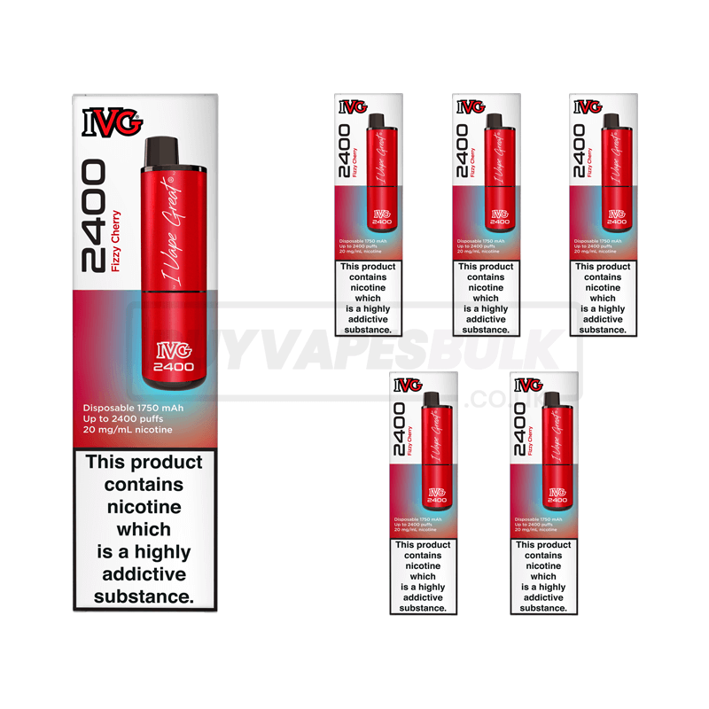Fizzy Cherry IVG 2400 Puff Disposable Vape 5 Pack