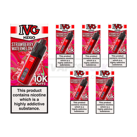 IVG NEXiO 10K Prefilled Vape Kit 5 Pack Strawberry Raspberry Cherry