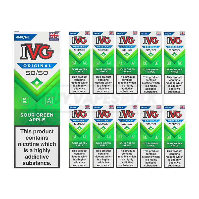 IVG Original 50/50 E-Liquid Box of 10 Sour Green Apple