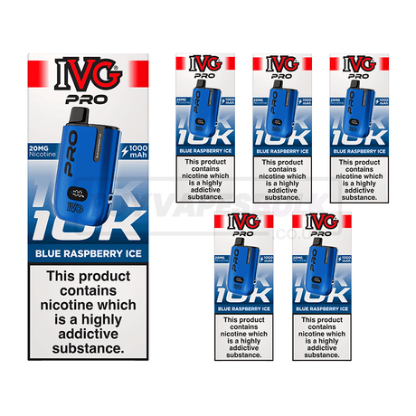 IVG Pro 12 10K Prefilled Vape Kit 5 Pack Blue Raspberry Ice