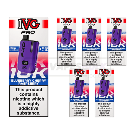 IVG Pro 12 10K Prefilled Vape Kit 5 Pack Blueberry Cherry Raspberry