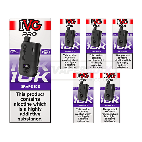 IVG Pro 12 10K Prefilled Vape Kit 5 Pack Grape Ice