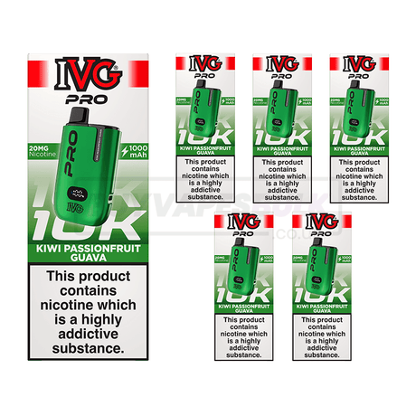IVG Pro 12 10K Prefilled Vape Kit 5 Pack Kiwi Passionfruit Guava