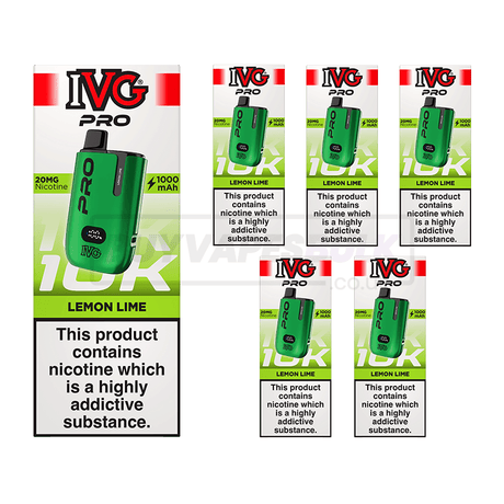 IVG Pro 12 10K Prefilled Vape Kit 5 Pack Lemon Lime