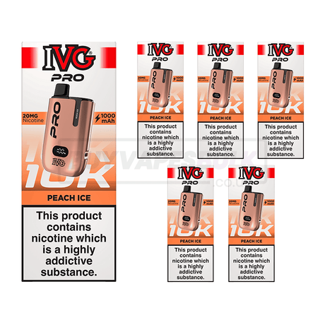 IVG Pro 12 10K Prefilled Vape Kit 5 Pack Peach Ice