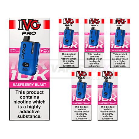 IVG Pro 12 10K Prefilled Vape Kit 5 Pack Raspberry Blast