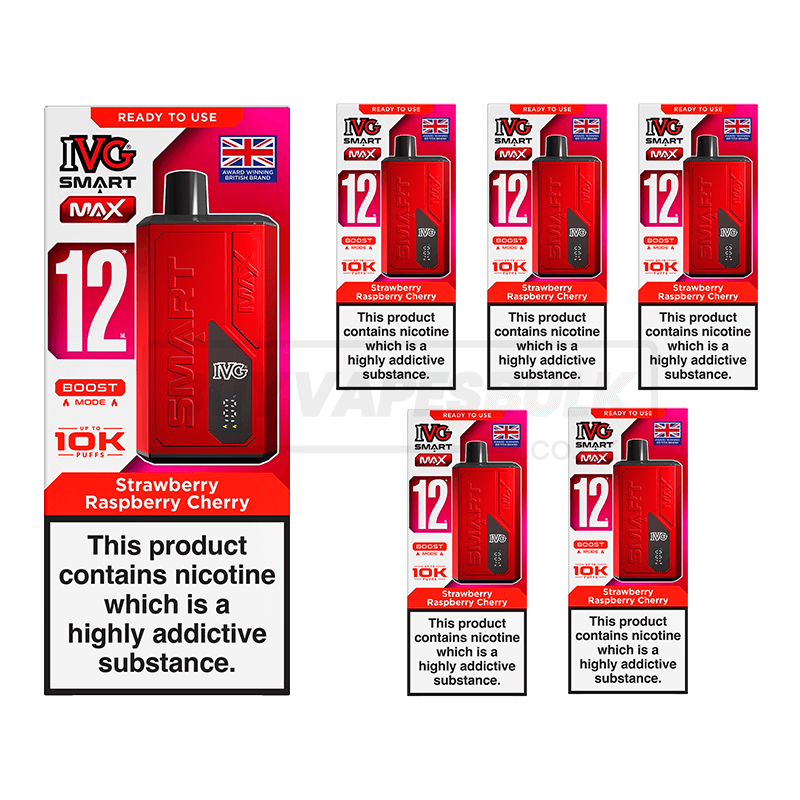 IVG Smart Max 10K Vape Kit 5 Pack Strawberry Raspberry Cherry Ice