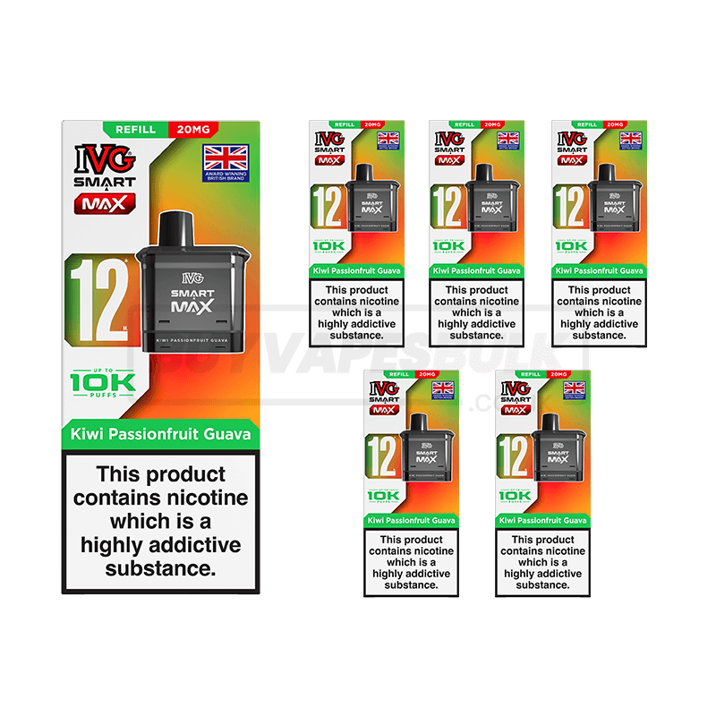 Kiwi Passionfruit Guava IVG Smart Max 10K Refill Pods 5 Pack