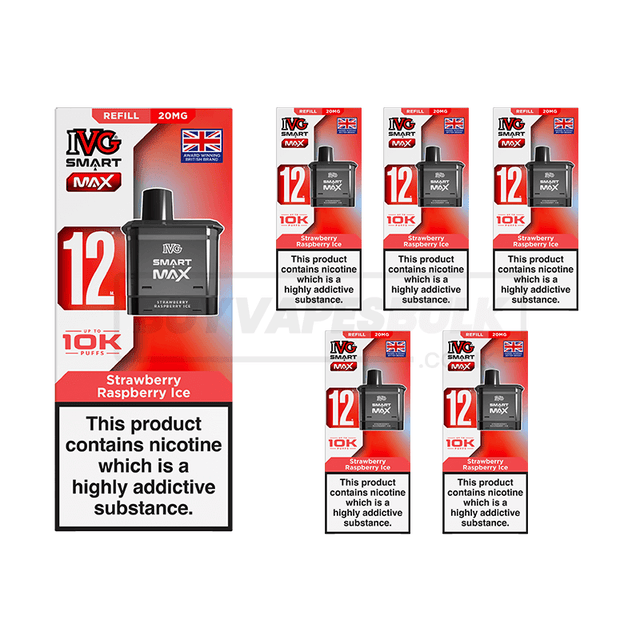 Strawberry Raspberry Ice IVG Smart Max 10K Refill Pods 5 Pack