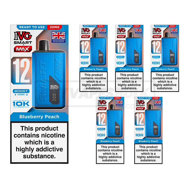 IVG Smart Max 10K Vape Kit 5 Pack Blueberry Peach (NEW)