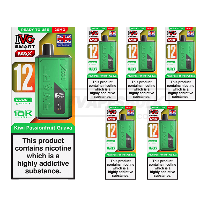 IVG Smart Max 10K Vape Kit 5 Pack Kiwi Passionfruit Guava (NEW)