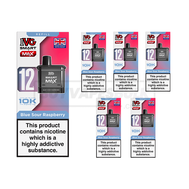 Blue Sour Raspberry IVG Smart Max 10K Refill Pods 5 Pack