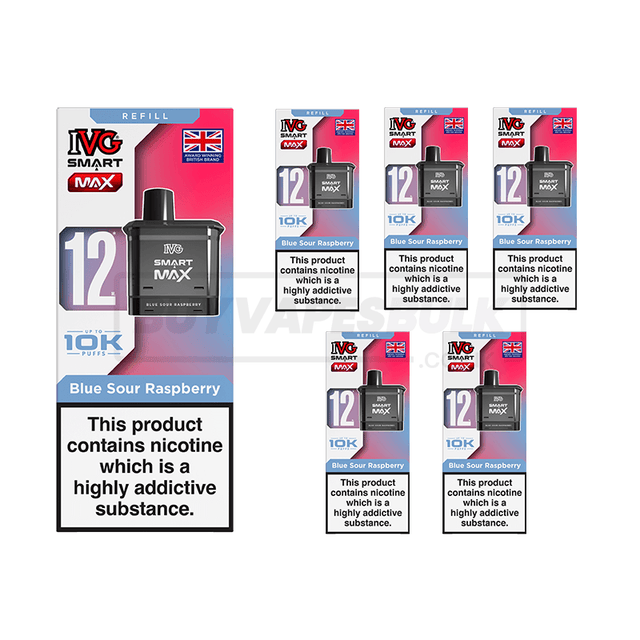 Blue Sour Raspberry IVG Smart Max 10K Refill Pods 5 Pack