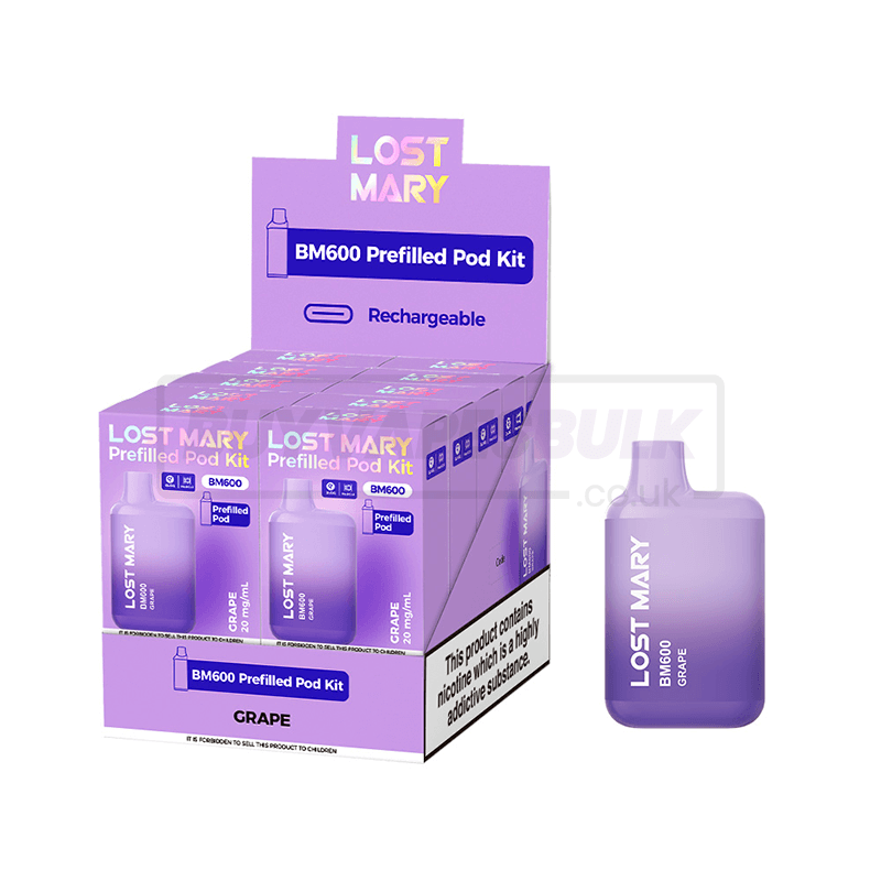 Grape Lost Mary BM600 Prefilled Vape Kit 10 Pack