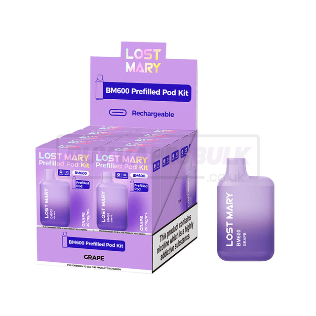 Grape Lost Mary BM600 Prefilled Vape Kit 10 Pack
