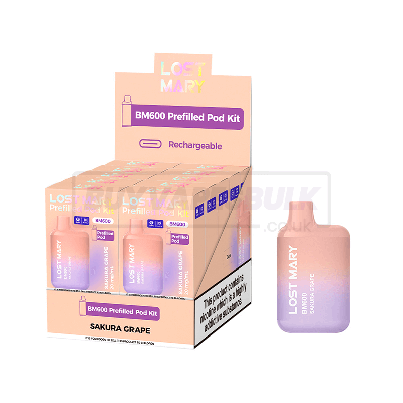 Sakura Grape Lost Mary BM600 Prefilled Vape Kit 10 Pack | Buy Vapes Bulk