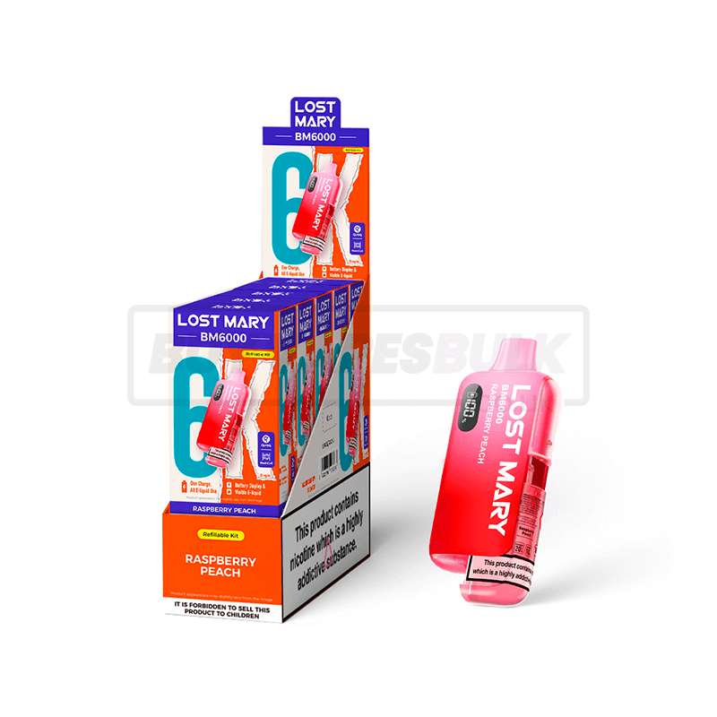 Lost Mary BM6000 Prefilled Vape Kit 5 Pack Raspberry Peach