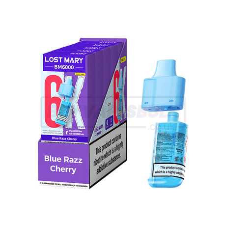 Lost Mary BM6000 Prefilled Refill Pods 5 Pack Blue Razz Cherry 0MG - Nicotine Free