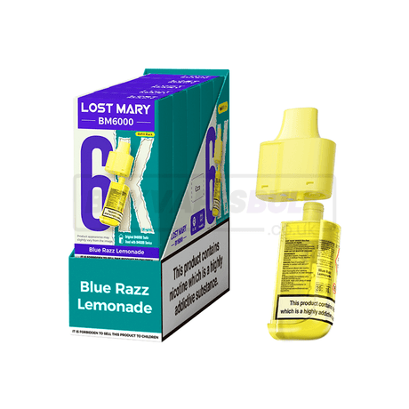 Lost Mary BM6000 Prefilled Refill Pods 5 Pack Blue Razz Lemonade 0MG - Nicotine Free