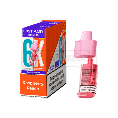 Lost Mary BM6000 Prefilled Refill Pods 5 Pack Raspberry Peach 0MG - Nicotine Free