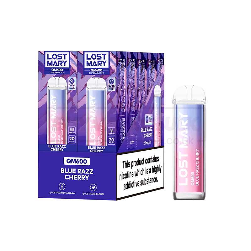 Blue Razz Cherry Lost Mary QM600 Disposable Vape 10 Pack