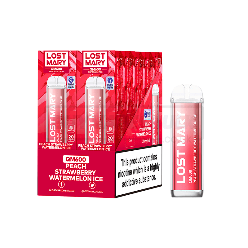 Peach Strawberry Watermelon Ice Lost Mary QM600 Disposable Vape 10 Pack