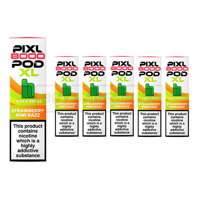 Strawberry Kiwi Razz Pixl 8000 Refill Pods 5 Pack