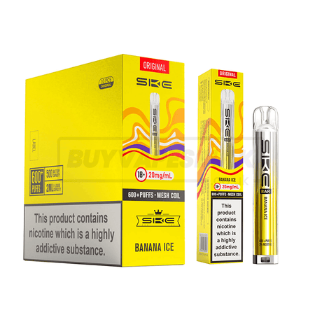 SKE Crystal Bar 600 Prefilled Vape Kit 10 Pack Banana Ice