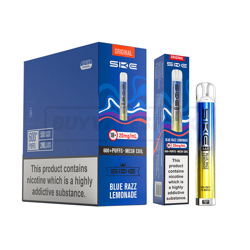 SKE Crystal Bar 600 Prefilled Vape Kit 10 Pack Blue Razz Lemonade