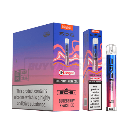 SKE Crystal Bar 600 Prefilled Vape Kit 10 Pack Blueberry Peach Ice