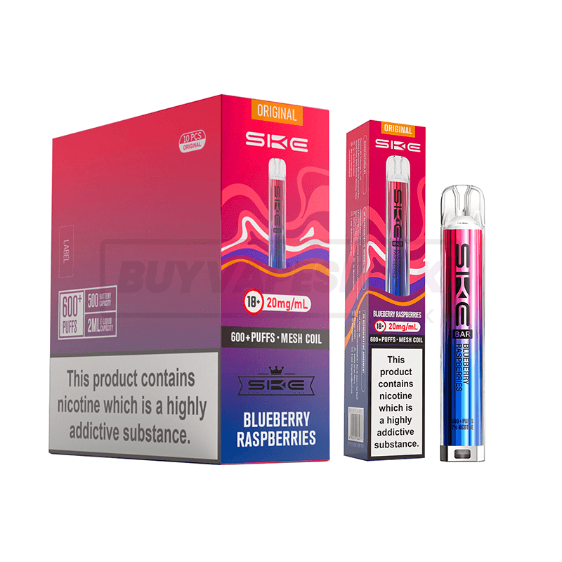 SKE Crystal Bar 600 Prefilled Vape Kit 10 Pack Blueberry Raspberries