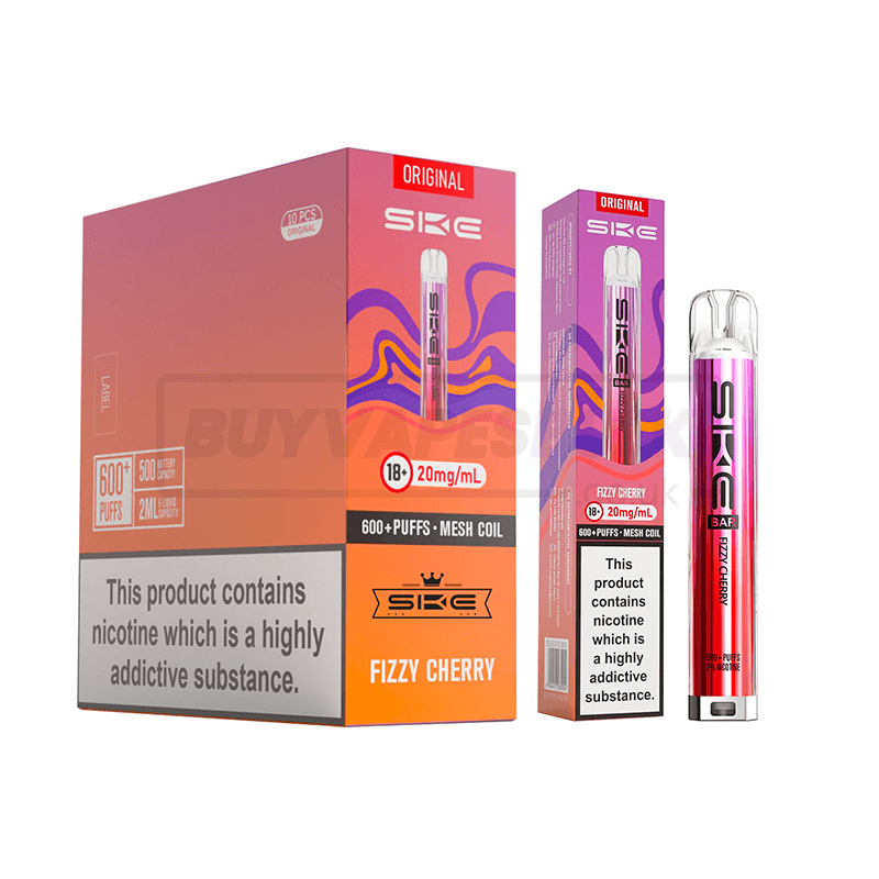 SKE Crystal Bar 600 Prefilled Vape Kit 10 Pack Fizzy Cherry