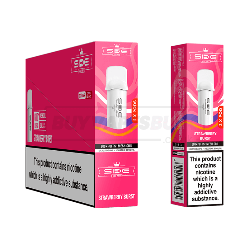 ske strawberry burst crystal pro prefilled pod vape kit Strawberry Burst SKE Crystal 600 Pro Prefilled Pods 10 Pack