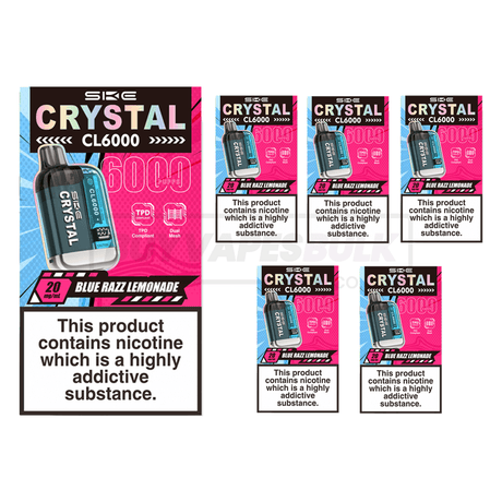 Blue Razz Lemonade SKE Crystal CL6000 Puff Disposable Vape 5 Pack