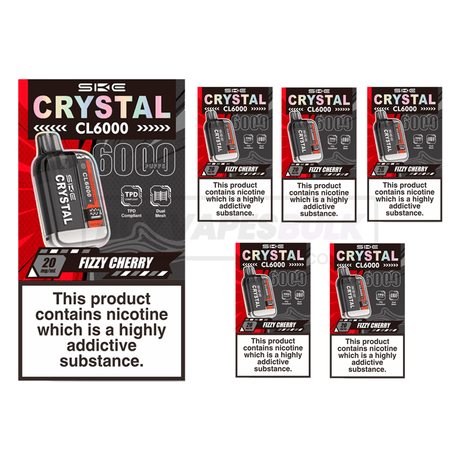 Fizzy Cherry SKE Crystal CL6000 Puff Disposable Vape 5 Pack