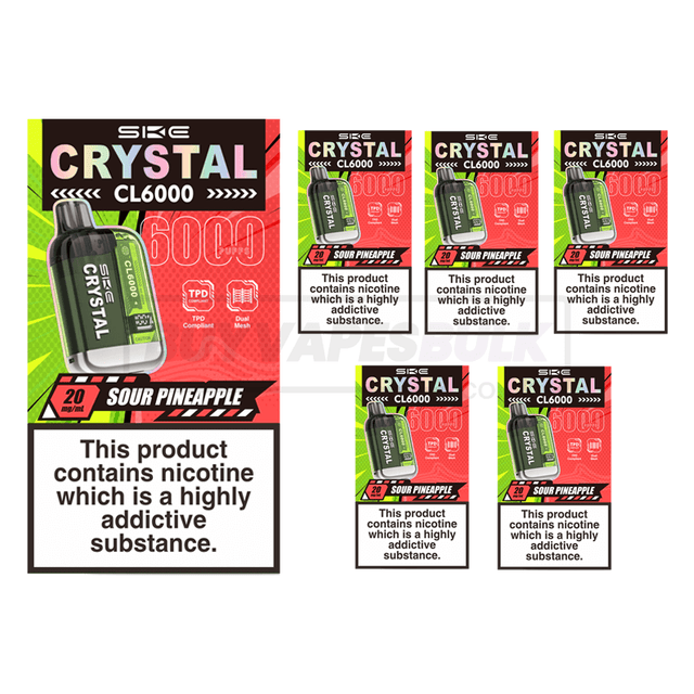Sour Pineapple SKE Crystal CL6000 Puff Disposable Vape 5 Pack