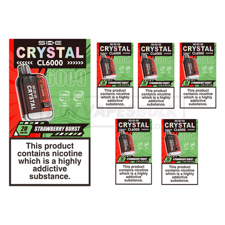 Strawberry Burst SKE Crystal CL6000 Puff Disposable Vape 5 Pack