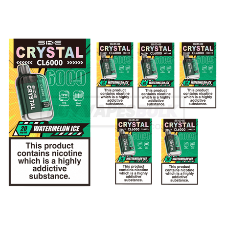 Watermelon Ice SKE Crystal CL6000 Puff Disposable Vape 5 Pack