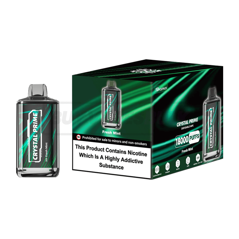 Fresh Mint Crystal Prime Deluxe 18000 10 Pack Buy Vapes Bulk