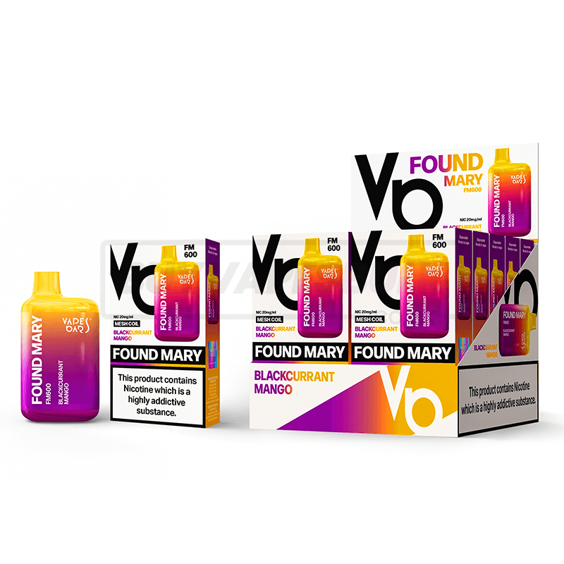 Blackcurrant Mango Vapes Bars Found Mary 600 Puff Disposable Vape 10 Pack