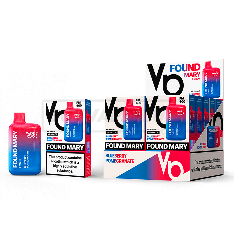 Blueberry Pomegranate Vapes Bars Found Mary 600 Puff Disposable Vape 10 Pack