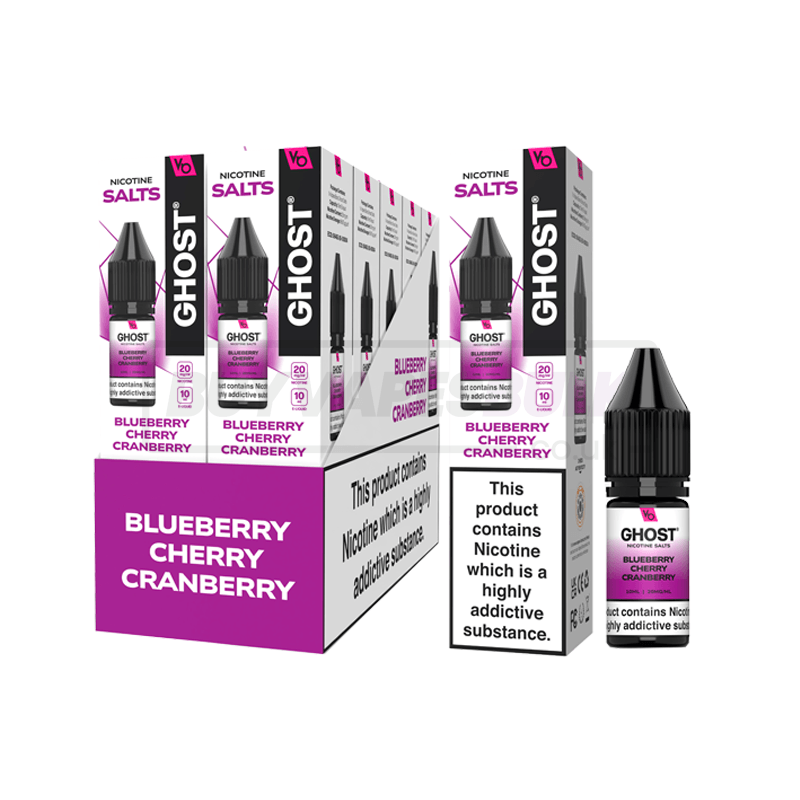 Vapes Bars Ghost Nic Salts 10 Pack Blueberry Cherry Cranberry