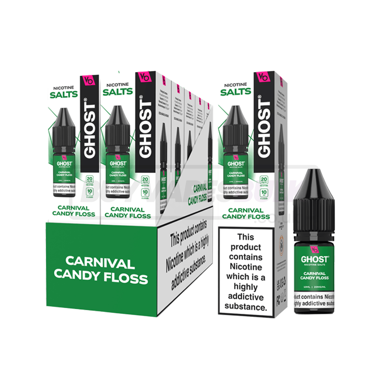 Vapes Bars Ghost Nic Salts 10 Pack Carnival Candy Floss