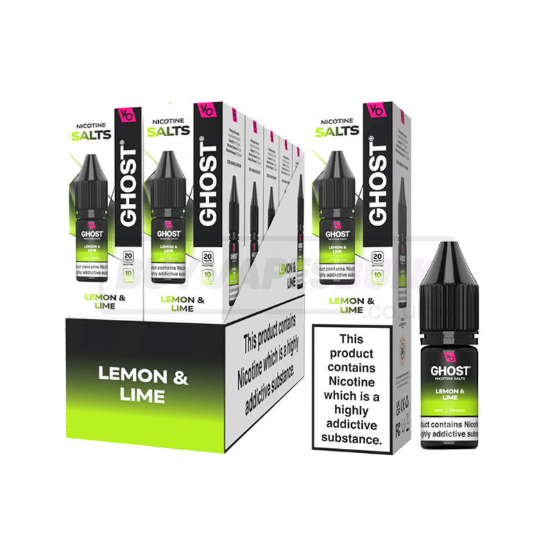 Vapes Bars Ghost Nic Salts 10 Pack Lemon Lime