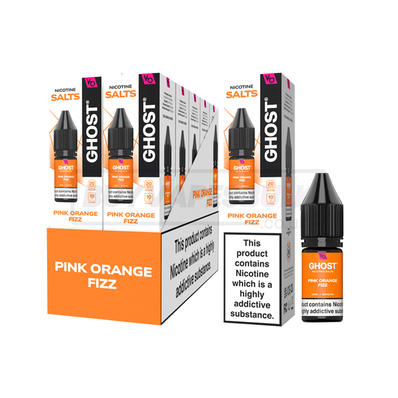 Vapes Bars Ghost Nic Salts 10 Pack Pink Orange Fizz