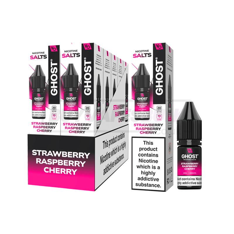 Vapes Bars Ghost Nic Salts 10 Pack Strawberry Raspberry Cherry